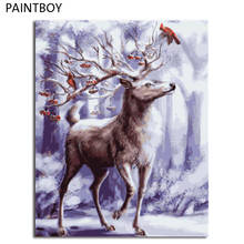 PAINTBOY-pintura al óleo por números, lienzo de animales, ciervo, decoración del hogar, arte de pared para sala de estar 2024 - compra barato