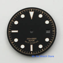 30,5 мм стерильные светящиеся черные часы с циферблатом подходят для Miyota 8205 8215,ETA 2836, Mingzhu DG2813 ST1612 2024 - купить недорого