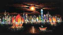 100%Hand Painted Oil Painting on Flannelette Abstract Hong Kong Victoria Harbour Canvas Painting Wall Art Picture for Home Decor 2024 - buy cheap