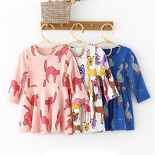Vestidos de algodón para niñas, ropa informal de manga larga con estampado de dibujos animados de animales 2024 - compra barato