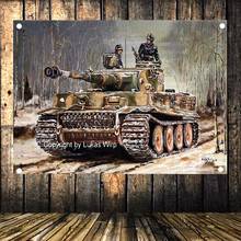 Ww ii tanque batalha velha foto retro militar poster hd impressão em tela arte bandeira mural tapeçaria adesivos de parede decoração para casa u 2024 - compre barato