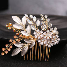FORSEVEN Baroque Gold Color Hair Combs Jewelry Tiara Crystal Pearl Flower Bride Hair Jewelry Bridal Wedding Hair Accessories JL 2024 - buy cheap