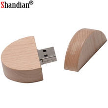 SHANDIAN Wooden Pendrive Round 4GB 8GB 16GB 32GB 64GB 1PCS free custom logo USB Flash Drive Memory Stick For Photographe 2024 - buy cheap