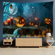 Halloween Pumpkin Party Tapestry Boho Decor Psychedelic Witchcraft Wall Hanging Halloween Ghost Flaming Pumpkin Pattern 2024 - buy cheap