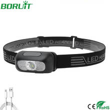 BORUiT Mini XPE LED Headlight 5 Light Modes Outdoor Portable Headtorch Flashlight USB Rechargeable Camping Fishing Headlamp 2024 - buy cheap