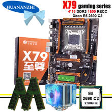 HUANANZHI X79 Deluxe Game Motherboard with M.2 WIFI Port M.2 SSD Slot Xeon CPU E5 2690 2.9GHz CPU Cooler RAM 64G 4*16G REG ECC 2024 - buy cheap