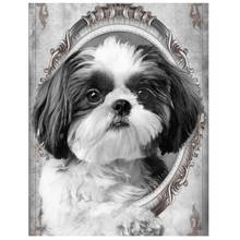 Pintura de diamantes 5d diy, patrón de perro Shih Tzu, punto de cruz cuadrado, bordado de animales y mascotas, decoración de pared en blanco y negro FF2460 2024 - compra barato