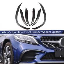 6Pcs Carbon Fiber Front Bumper Spoiler Splitter Cover Grille Vent Trim for Mercedes-Benz C-Class C200 C260 W205 2019+ 2024 - compre barato