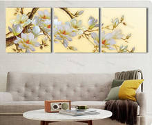 Pintura 3D moderna de orquídeas blancas para decoración del hogar, lienzo de arte de pared, cuadro de flores, sin marco, para sala de estar, 3 paneles 2024 - compra barato