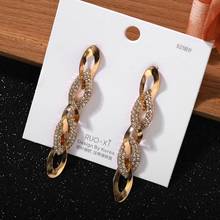 Pendientes de cadena con zirconia incrustada para mujer, aretes largos con zirconia incrustada para fiesta, joyería exquisita 2024 - compra barato