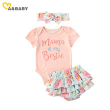 Ma&Baby 0-24M Summer Newborn Infant Baby Girl Clothes Set Mama is my bestie Romper Ruffles Shorts Outfits 2024 - buy cheap