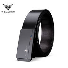 WILLIAMPOLO NEW Men's leather belt black fashion alloy simple automatic buckle youth leather simple business men's belt 2024 - buy cheap