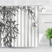 Занавеска для душа из бамбука в китайском стиле, с 3d-рисунком тушью, с крючками, для домашнего декора, набор водонепроницаемых занавесок для ванной 2024 - купить недорого