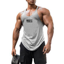Musclechips camiseta sem mangas masculina, camiseta de algodão esportiva para musculação e academia stringer para homens, roupa de ginástica 2024 - compre barato