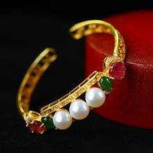 S925 silver woman bracelet gold-plated  with tourmaline jasper pearl literary temperament creative silver bracelet for  woman 2024 - buy cheap