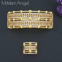 ModemAngel Cubic Zirconia Wedding Bangle Ring Set Jewelry Sets Women Bridal Engagement Wedding Dubai Bridal Jewelry Set 2024 - buy cheap