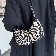 Bolsa de mão feminina estampa zebra, bolsa de ombro pequena com corrente, bolsa vintage para mulheres 2024 - compre barato
