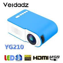 Veidadz-mini projetor portátil de led yg210, 320x240 pixel, hdmi, usb, reprodutor de mídia caseiro, 600 lúmens, 3.5mm, suporte para áudio, 1080p 2024 - compre barato