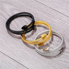 Pulseras de capas múltiples y brazaletes de alambre de Cable brazaletes de amor para hombres pulsera de acero inoxidable hombres triángulo brazalete joyería 2024 - compra barato