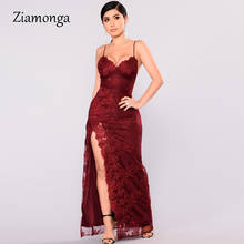 Ziamonga-Vestido largo de encaje con tirantes finos para mujer, vestido Sexy de fiesta de boda, estilo pasarela 2024 - compra barato