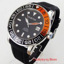 PARNIS Luxury Round 42mm Self Winding Men Wristwatch Date Sapphire Glass Black Dial Rubber Strap 2024 - buy cheap