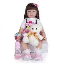 Moda 60 cm bonecas reborn menina vinil macio realista princesa boneca brinquedo do bebê boneca menina boneca presente de natal brinquedos playmate 2024 - compre barato