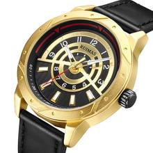 Megir novo relógio masculino luxuoso esportivo, casual, à prova d'água, de couro, quartzo, militar, 594 2024 - compre barato