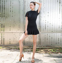 Новинка 2020, женское платье для латинских танцев, сексуальное черное платье для латинских танцев, костюмы для бальных танцев, танцевальное платье для соревнований, es SL3275 2024 - купить недорого