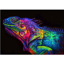 Painting By Numbers DIY Dropshipping Big size A glowing chameleon Animal Canvas Room Decoration Art picture Gif 2024 - buy cheap