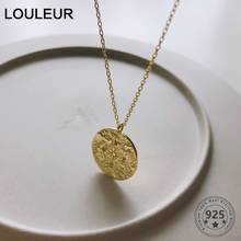 Louleur-collar de plata de ley 925 con brújula del mapa del mundo para mujer, colgante con relieve redondo de oro, joyería creativa de plata 2024 - compra barato