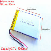 Литий-полимерные аккумуляторные батареи 3,7 в, 3000 мАч, 854570, литий-полимерные, литий-ионные аккумуляторные батареи для Mp3 MP4 MP5 GPS mobile bluetooth 2024 - купить недорого