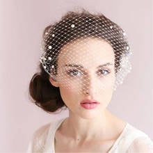 Tocado de novia con perlas, accesorios de velo de boda cubierto, cara corta, blanco marfil, 2021 2024 - compra barato