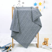 Capa para bebê menino e menina, cobertor envoltório cobertor de malha cor sólida, cobertor para carrinho de bebê à prova de vento 2024 - compre barato