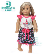 Roupas de boneca vestidos de desenhos animados roupa de treino para boneca recém-nascido de 43 cm brinquedo com 18 cabeças boneca americana e presente de menina 2024 - compre barato