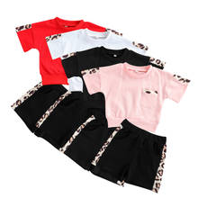 Conjunto de ropa infantil para niños de 0 a 3 años, Top con costuras de leopardo y pantalones cortos, 2 uds. 2024 - compra barato
