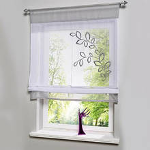 Cortinas transparentes de gasa con bordado Floral para cocina, cortinas romanas transparentes para sala de estar, dormitorio, cocina, ventana, decodificación del hogar 2024 - compra barato