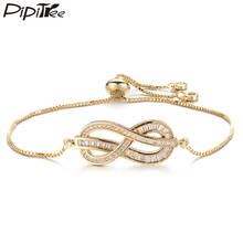 Pipitree Luxury Cubic Zirconia Unique Infinity Bracelet Femme Couples Adjustable Chain Bracelets for Women Lover Wedding Jewelry 2024 - buy cheap