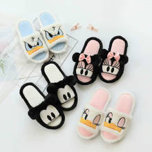 Pantufas de algodão com desenho mickey e mickey da disney, chinelos de dedo aberto para casa, pantufas de chão antiderrapantes para outono 2024 - compre barato