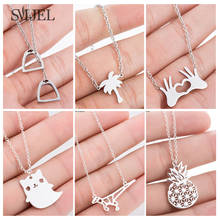 SMJEL Ladies Fashion Necklace Jewelry 2019 Stianless Steel Dinosaur Tree Pineapple Horseshoe Necklace Women Dress Accessories 2024 - buy cheap