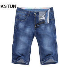 Kstun calções jeans masculinos de alta qualidade, azul, stretch, slim fit, verão, jeans 2024 - compre barato