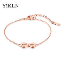 Yikln na moda infinidade charme pulseiras para meninas rosa ouro aço sem chuva clássico link corrente pulseira feminina jóias yb18091 2024 - compre barato
