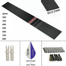 Linkboy-Flecha de carbono puro para tiro con arco compuesto, Spine300-800 de paletas de plástico de 2 pulgadas, id6.2 mm, 12 Uds. 2024 - compra barato