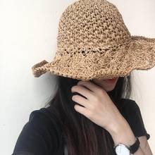 Women Foldable Handmade Straw Weave Wide Brim Sunscreen Hat Cap Beach Sunhat  Sunscreen Hat 2024 - buy cheap