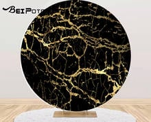 Fondo redondo circular de mármol dorado y negro para cumpleaños, telón de fondo para sesión fotográfica, decoración de fiesta, cubierta de mesa, accesorios de fotografía, YY-708 2024 - compra barato