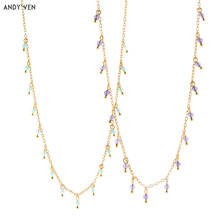 ANDYWEN 925 Sterling Silver Gold Turquoise Charms Purple Zircon Chains Choker Necklace 2021 Rock Punk Jewelry Fashion CZ 2024 - buy cheap