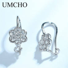 UMCHO-pendientes de plata de ley 925 para mujer, aretes románticos con Clip de flor, regalo de cumpleaños, joyería fina 2024 - compra barato