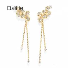 BAIHE Solid 18K White/Yellow/Rose Gold H/SI Natural Diamond Ear clip Earrings Women Wedding Fine Jewelry Brincos clipe orelha 2024 - buy cheap