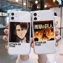 Funda transparente de anime de ataque a los Titanes, para iPhone 11, 12 mini pro, XS MAX, 8, 7, 6, 6S Plus, X, 5S, SE, 2020, XR 2024 - compra barato