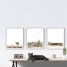 Póster de autobús de CatusTree, pintura en lienzo del desierto de California, imagen artística de pared de mediados de siglo, arte moderno bohemio minimalista, decoración del hogar 2024 - compra barato