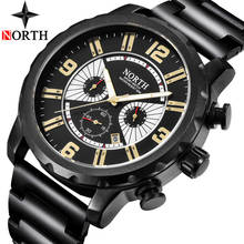 NORTH New Mens Watches Top Brand Luxury Quartz Clock Full Steel  Chronograph Waterproof Sport Watch for Men Relogio Masculino 2024 - buy cheap
